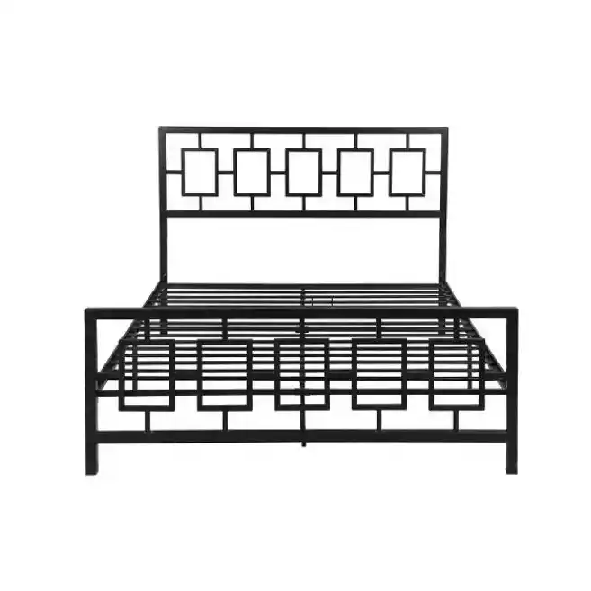 Claudia grid iron bed frame in queen size with metal grid pattern