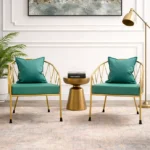 Golden Mist Luxe armchair, Metal chair with stylish golden finish