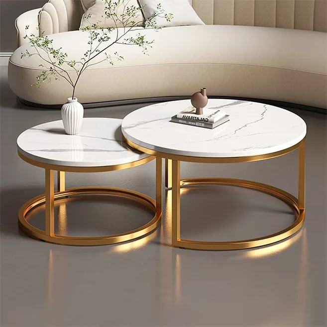 Modern Round Nesting Coffee Table, metal centre table
