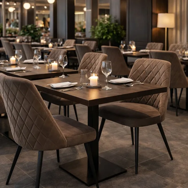 Mid-century modern quilted dining chair, metal chair